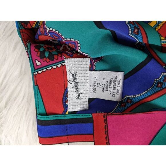 Jacqueline Ferrar Y2K Vintage Pop Art Blouse with Shoulder Pads- Size 12 L Large - Picture 4 of 7